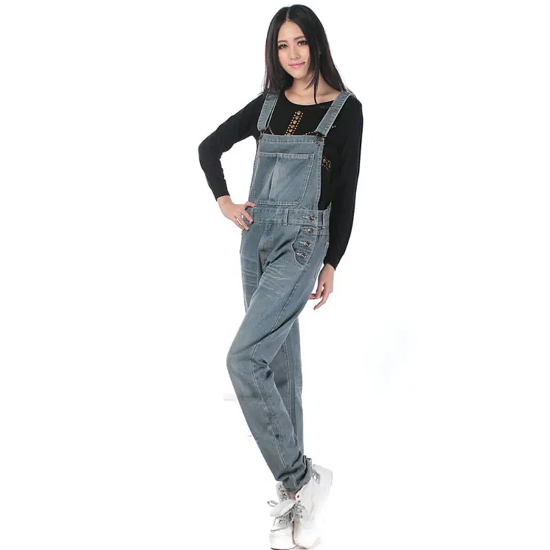 

Ladies Denim Overalls Large size Ladies Denim Bib Loose Suspenders Spring Korean version of the Jumpsuit tide Women's Trousers