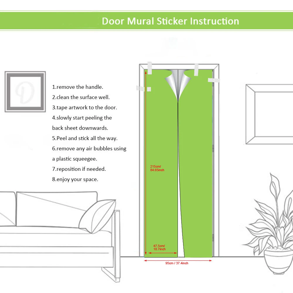 3D стикер двери настенное искусство обои плакат самоклеющиеся ПВХ съемный