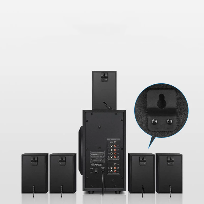 5.1 Channel Home Theater TV Speaker System, Bluetooth-compatibleUSBSDFM Radio Remote ，Subwoofer Wood Audio Speakers
