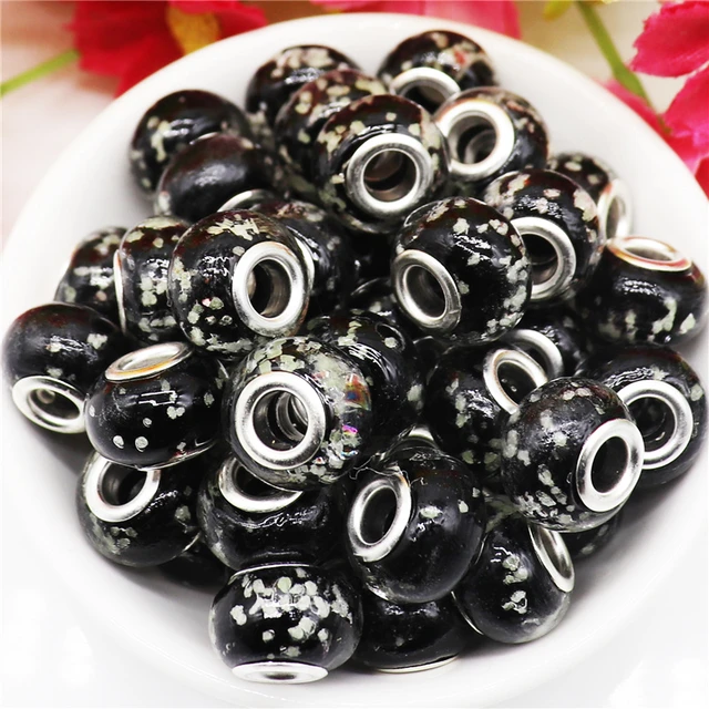 10Pcs Assortment Stripe Color European Bead for Charm Bracelet Rondelle  Spacer Beads Charms Fit Original Pandora