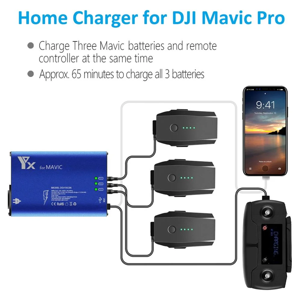 For Mavic Pro 5In1 Multi Smart Battery Charging Hub Intelligent Home