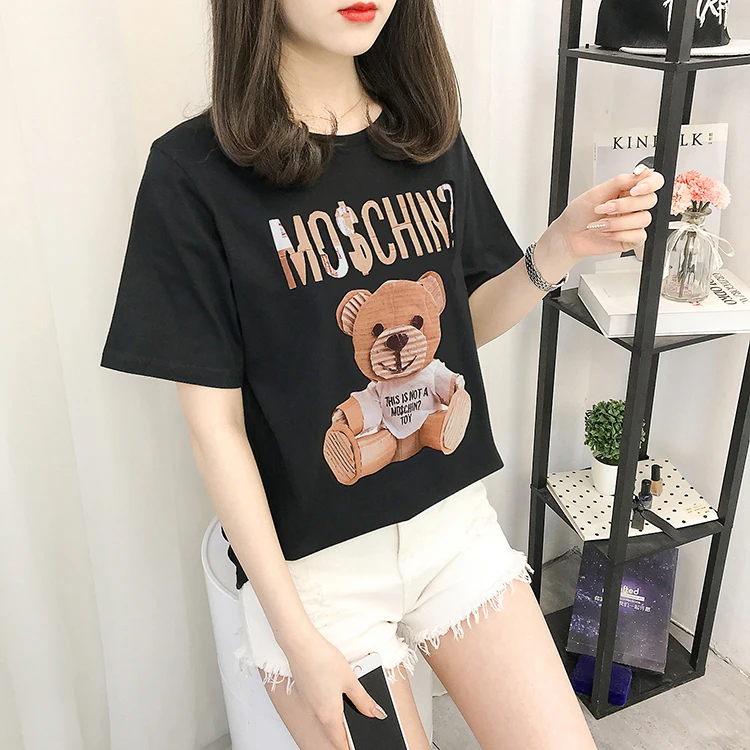 19 Новая летняя Свободная белая футболка женская хлопковая Студенческая футболка с короткими рукавами в Корейском стиле ins одежда bf одно поколение