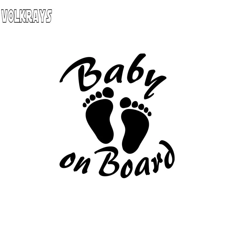 Volkrays Creative Car Sticker Baby on Board Warning Motorcycle Accessories Reflective Waterproof Sunscreen Vinyl Decal 14cm*13cm |
