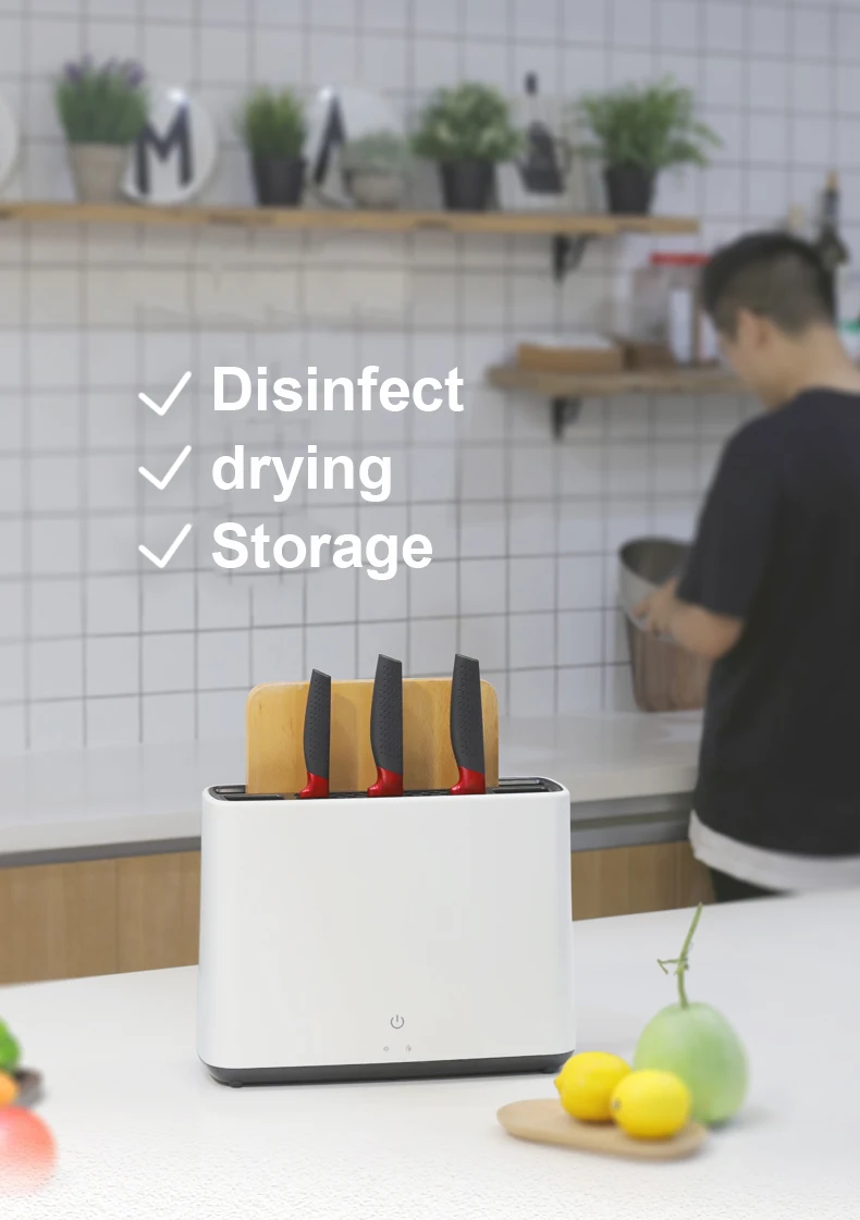 

UV Disinfection Knife Block Chopsticks Cutlery Storage Drying Stand US Plug Kitchen Block Tools Knives Hotel Accessories