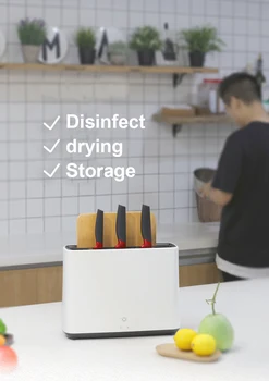 

UV Disinfection Knife Block Chopsticks Cutlery Storage Drying Stand US Plug Kitchen Block Tools Knives Hotel Accessories