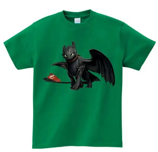 green childreT-shirt Футболка без зубика с карманом; милые топы; футболка с рисунком «Как приручить дракона»; летняя детская футболка в подарок на день рождения; унисекс - Цвет: green childreT-shirt