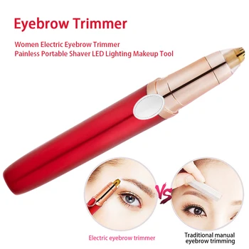 

Women Painless Portable Electric Eyebrow Trimmer Shaver Multifunctional LED Lighting Easy Operate Makeup Tool Facial Hair Remove
