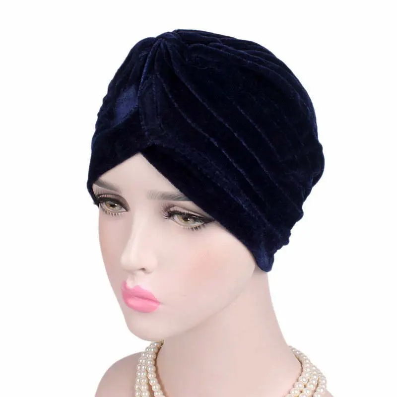 Повседневные эластичные золотые бархатные головные уборы тюрбан шапка мусульманская Кепка chemo хиджаб головные уборы зимние теплые шапки-банданы аксессуары