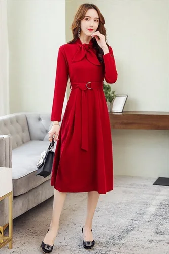 

2019 Autumn Clothing New Style Ladies' Dress-Style Simple Solid Color Slim Fit Slimming Elegant Skirt Women's Mid-length