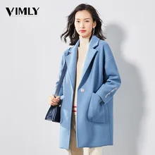 Vimly женское элегантное однотонное тонкое шерстяное пальто Офисная Женская зимняя верхняя одежда куртка повседневное пальто Высокая уличная одежда