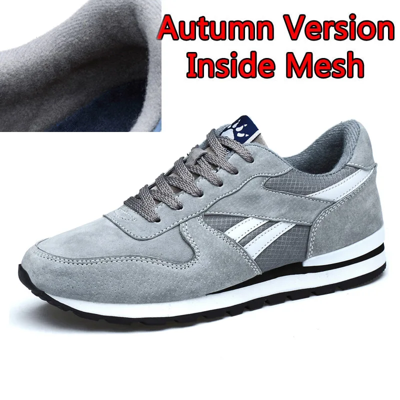 01 Autumn Gray FEVRAL Для мужчин, кроссовки из натуральной кожи Повседневная дышащая обувь Нескользящая прогулочная обувь светильник Вес резиновая подошва, на шнуровке - Цвет: 01 Autumn Gray