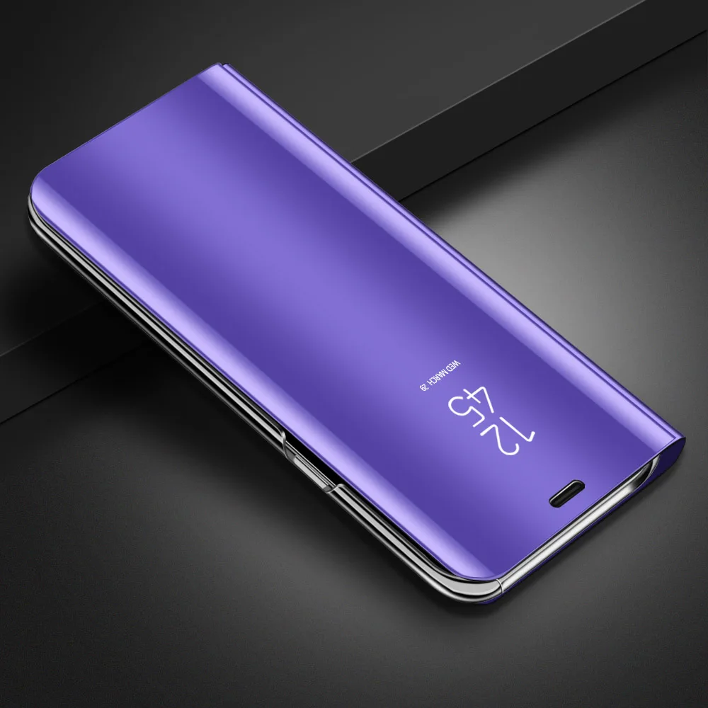 OUJINUO зеркальный флип чехол для iPhone X XS XR MAX прозрачный умный с окошком 7 8 Plus 6 6s