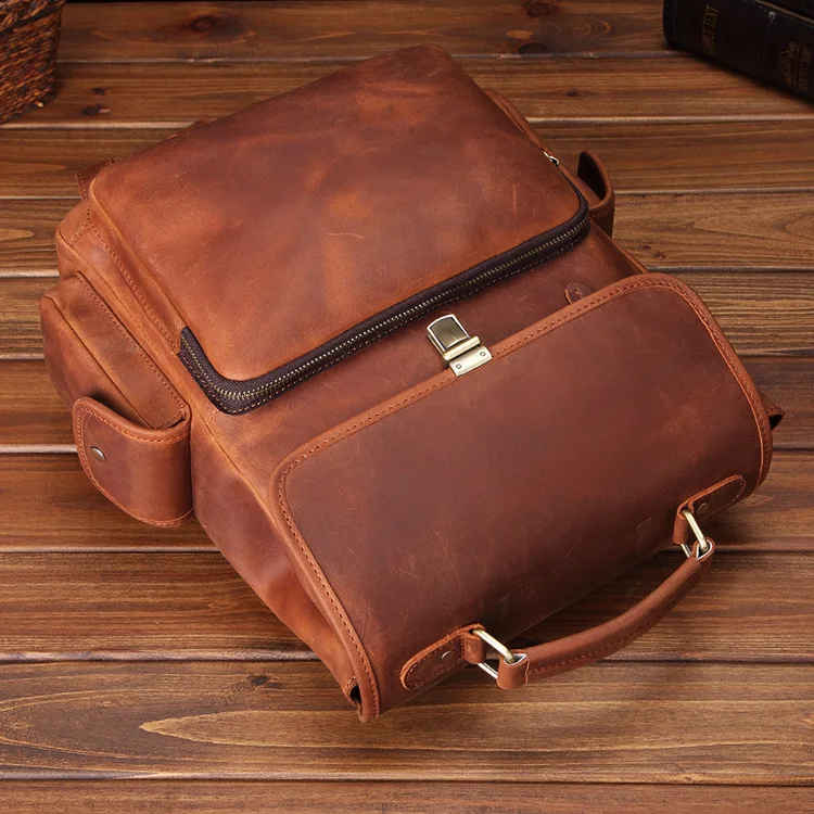 Top View of Leather Backpack