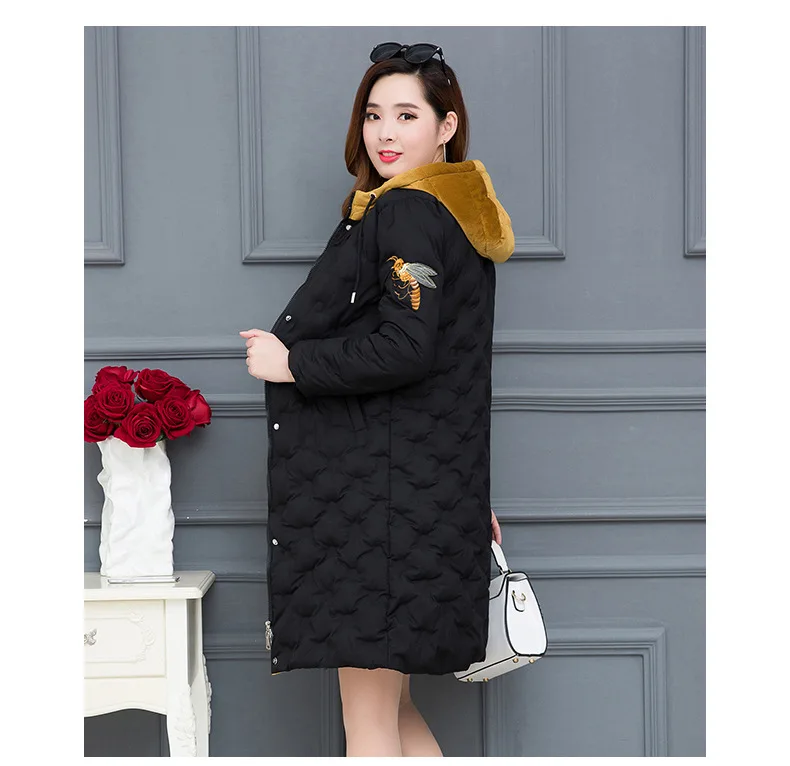 Down Jacket Cotton-padded Clothes Women's New Style Korean-style Winter Slim Fit over-the-Knee Cold Cotton-padded Clothes W