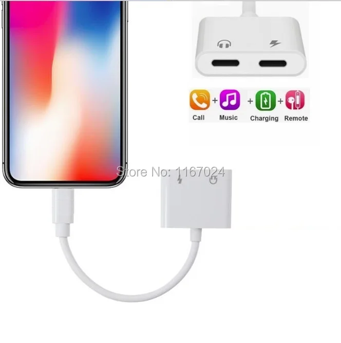 For iphone 8 pin to 3 5mm Dual Aux Jack Headphone Earphones Audio Splitter Adapter Charging Music For iphone 12 11max X Xs Max