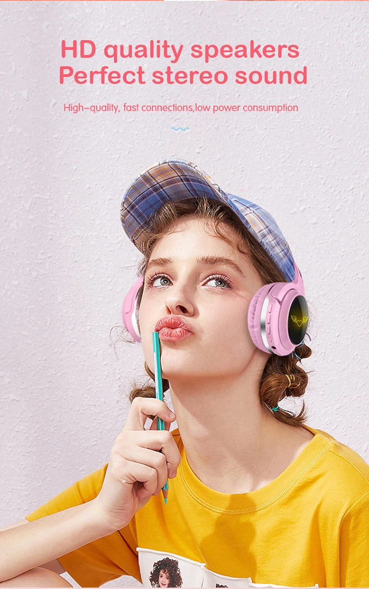 Kids Headphone Wireless 93dB Child Safe Volume Headset 3 5mm Audio Jack Foldable Adjustable Headphones With Microphone