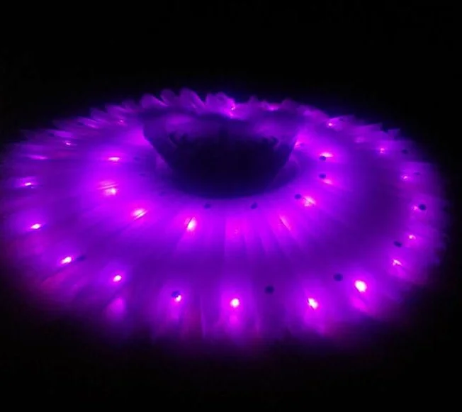 Purpl LedOnly Bottom Профессиональная балетная пачка, светодиодный, Лебединое озеро, для взрослых, одежда для балета, юбка-пачка, для женщин, платье для балерины, вечерние, танцевальный костюм - Цвет: Purpl LedOnly Bottom