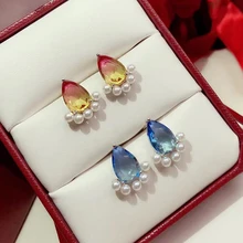 Дизайнерские Модные ювелирные изделия из меди 3а кубического циркония вечерние серьги