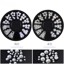 Маникюрные украшения ногти Размер жемчуга чистый белый бежевый белый AB жемчужный поворотный стол