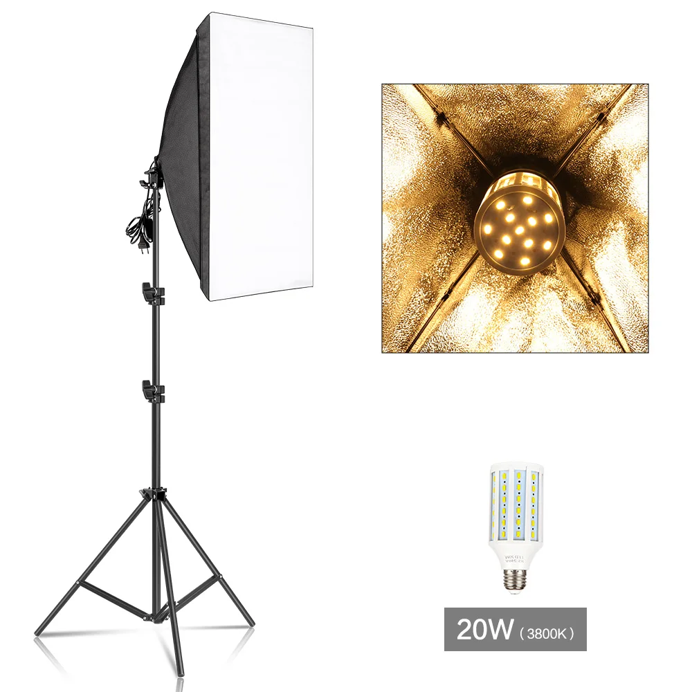 backdrops for photos Photography Softbox Lighting Kits 50x70CM Professional Continuous Light System Soft Box For Photo Studio Equipment camera lens Photo Studio Supplies