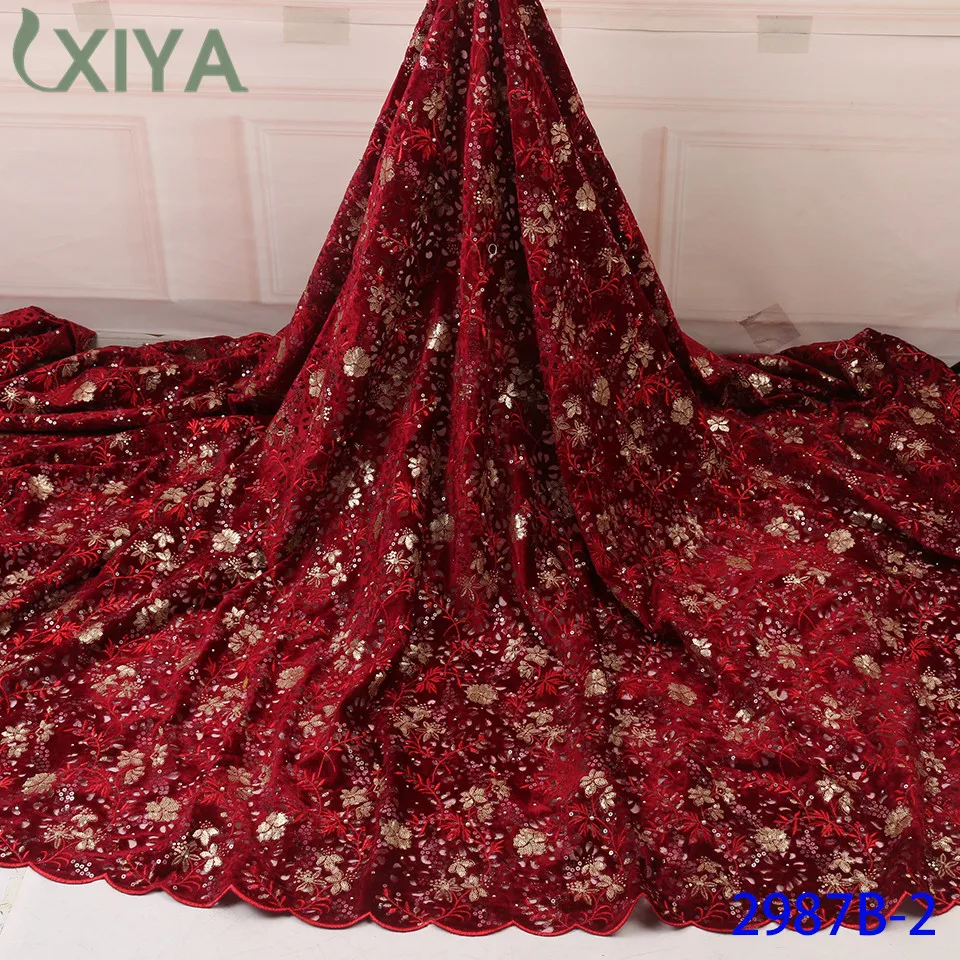 New Arrival Velvet Lace Fabrics Sequins Lace Fabrics for Wedding African Nigerian Tulle Mesh Lace Fabric with Sequins APW2987B