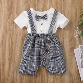 

US Newborn Baby Boy Gentleman Romper Jumpsuit Bib Pants Outfit Suit Clothes Set