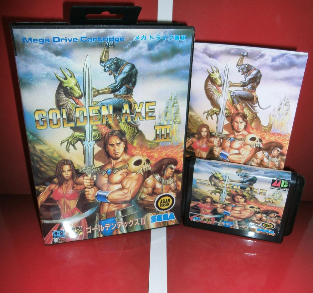 MD games card - Golden Axe III 3 японская Обложка с коробкой и руководством для MegaDrive Genesis