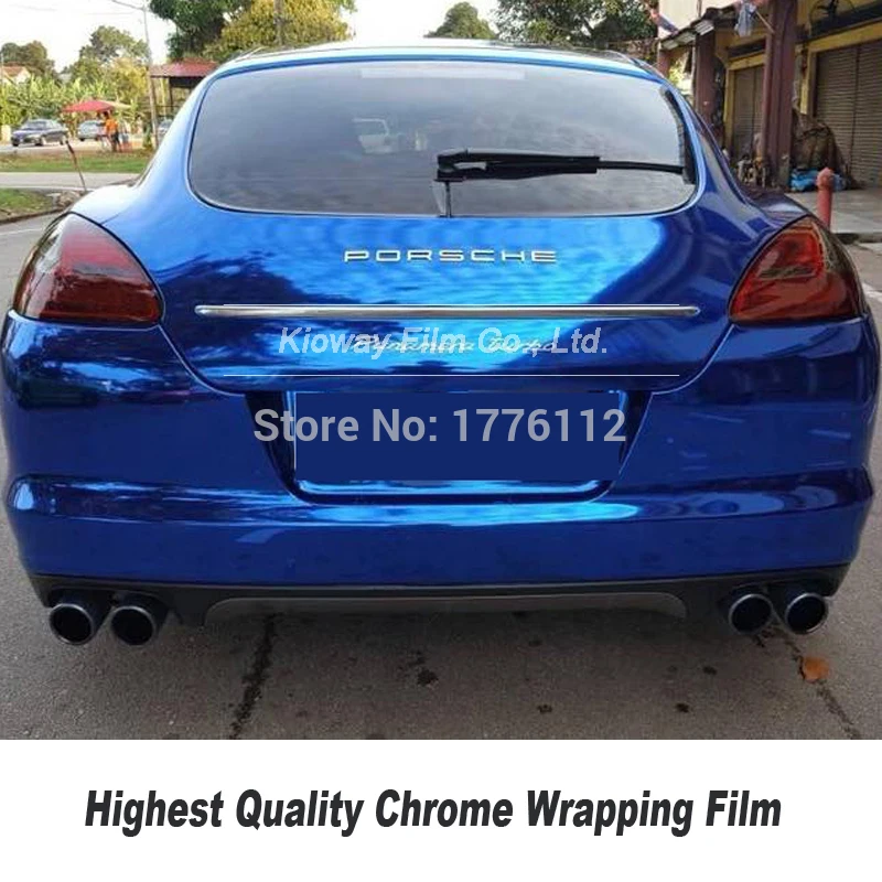 Высококачественная синяя зеркальная хромированная виниловая пленка для