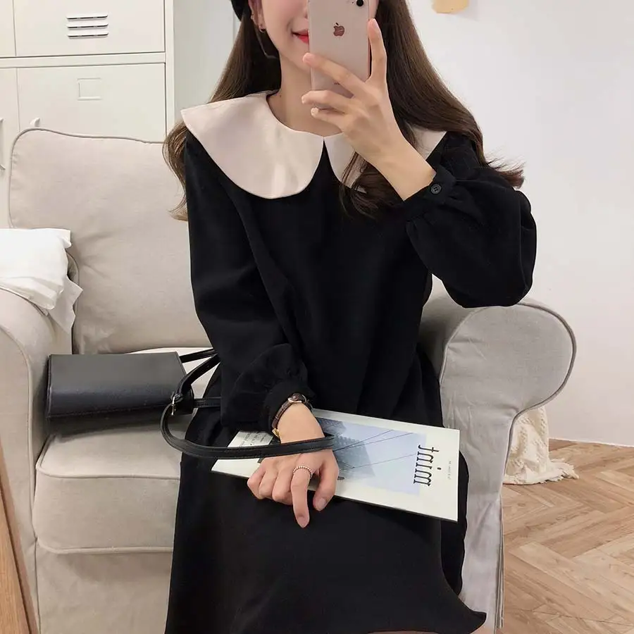 S XL размера плюс S XL новое осеннее платье девушки Бохо вечерние шифоновое женское винтажное платье с длинным рукавом Женские платья халат Vestido