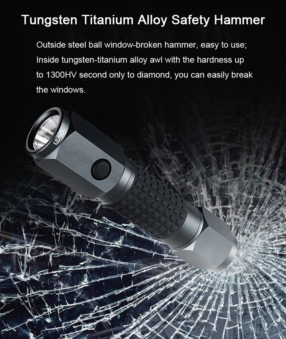 Xiaomi LEAO CREE XP - E2 Powerful LED Flash Light Car Safety Hammer Waterproof Diving Flash Light (6) 