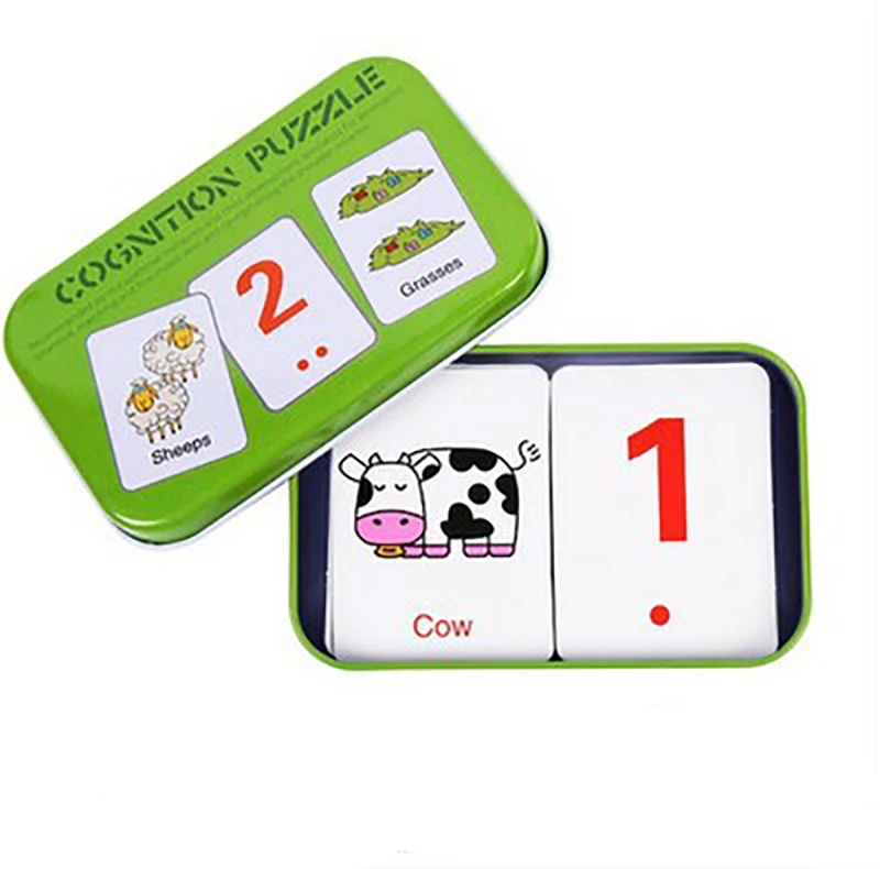 Portable Montessori Toy Puzzle Card Kids Cognition Early Educational Toys Match Game Child Preschool Learing Pocket Flash Card 10