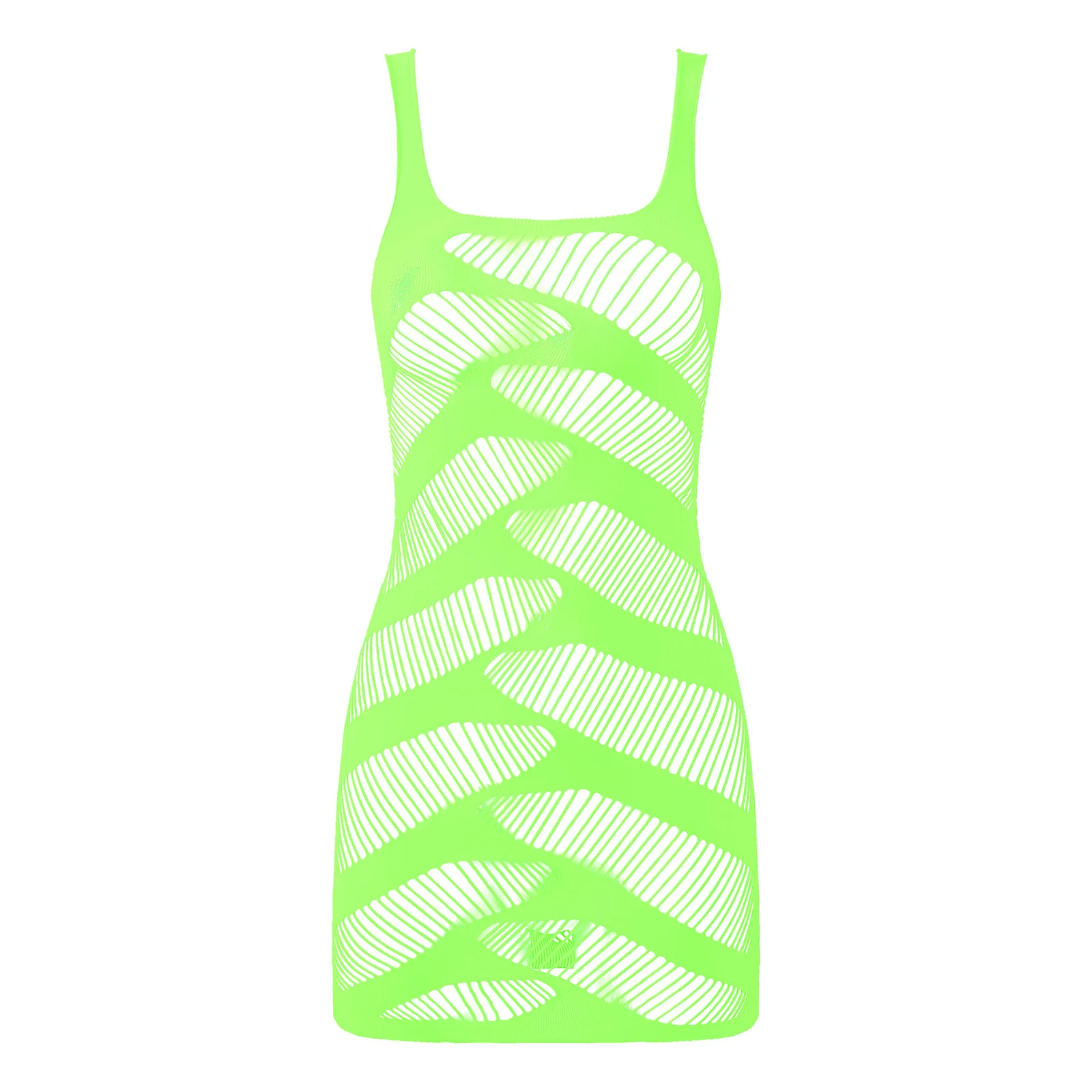 thumbnail image 1 of Vestido de malla calado para mujer, traje para club nocturno, Raves, baile en barra, minivestido con cuello en U, vestido ajustado sin mangas, vestidos sexis ajustados, 1 of 5