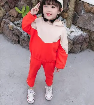 

Girls Pure Color Stitching Set 2020 Spring New Korean Two-Piece Set
