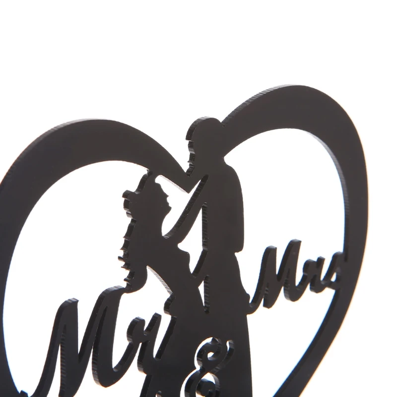 Акриловые украшения для торта в форме сердца для жениха и невесты Mr& Mrs Свадебные вечерние украшения для помолвки E65B