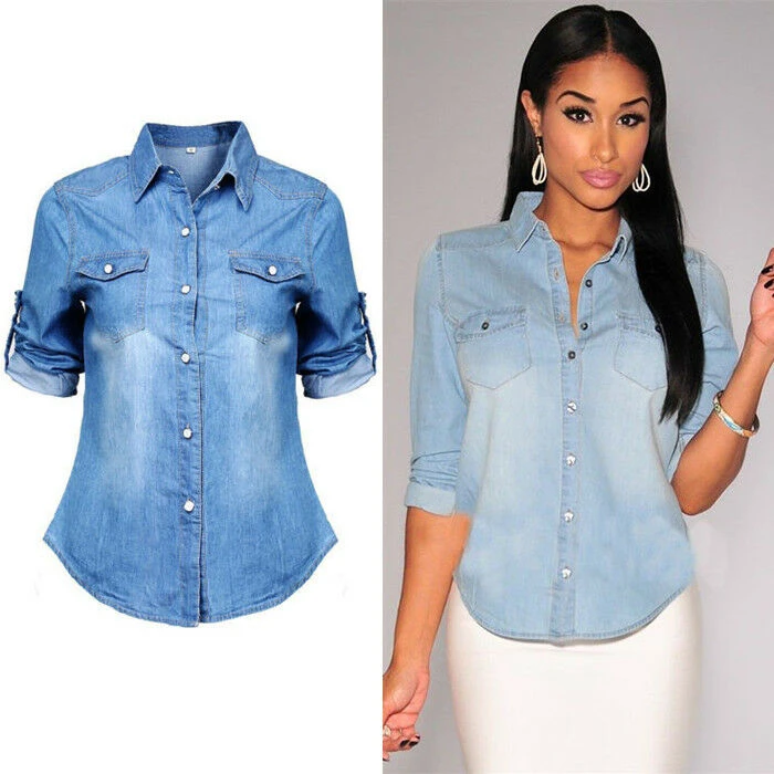 denim blouse dress