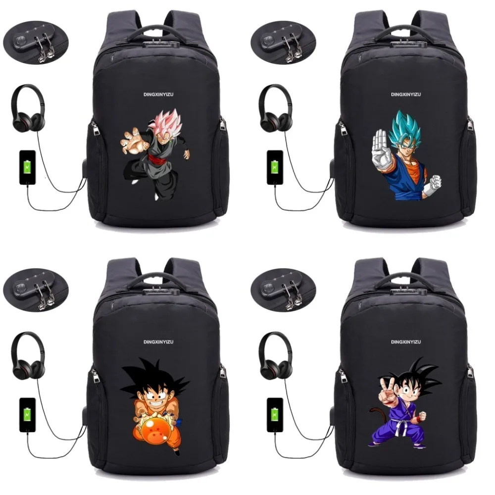 anime Dragon Ball Z backpack USB Charge Computer Backpacks Anti-theft bag student book Bags teenagers men women Travel backpack