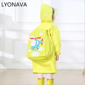 

LYONAVA Children's Raincoat Candy Color Boys School Bag One-piece Poncho Long Walking Pupils Thickening Girls Raincoat Jacket