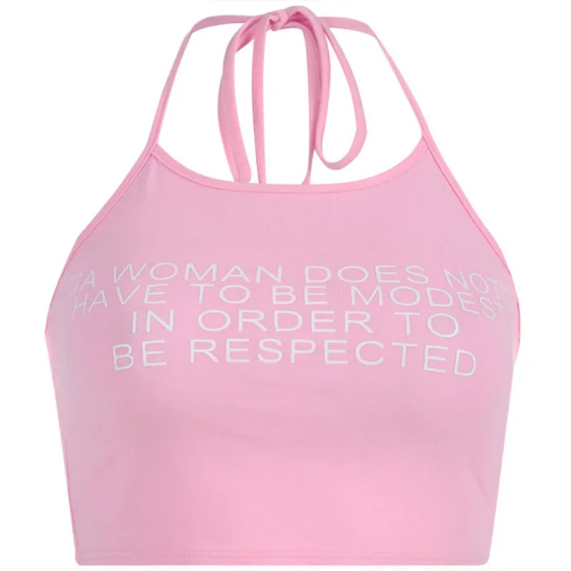 Женский розовый топ без рукавов с буквенным принтом сексуальный укороченный на