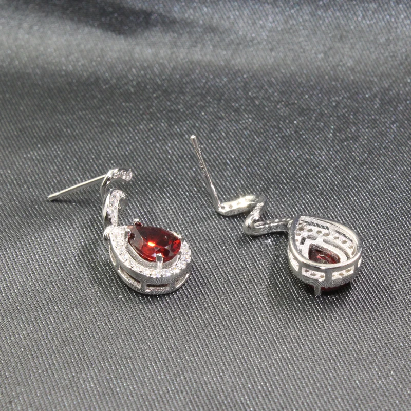 Женские серьги подвески из серебра 925 пробы с натуральным гранатом|drop earrings|earrings