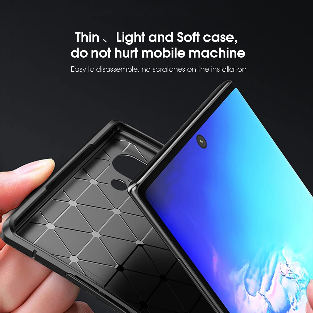 OTAO, мягкий силиконовый чехол для samsung Note 9 10 Pro, однотонный чехол из углеродного волокна для Galaxy S9 S10 Plus S10E, противоударный чехол из ТПУ