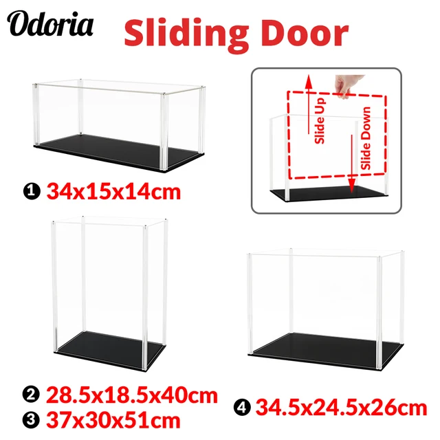 Odoria 34/40/51cm Sliding Door Acrylic Display Case Large Dustproof Clear Box Cabinet 1/87 1/35 Action Figure Collectibles Model 1