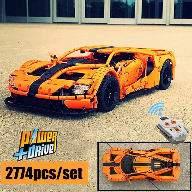 MOC Ford GT спортивный автомобиль MOC-10792 RC двигатель мощность Функция автомобиль подходит строительный блок кирпичи модель ребенок день рождения игрушки подарки - Цвет: Electric version