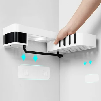 

Bathroom Shelf Shower Caddy Organizer Wall Mount Shampoo Rack With Towel Bar No Drilling Kitchen Storage Bathroom Accessories