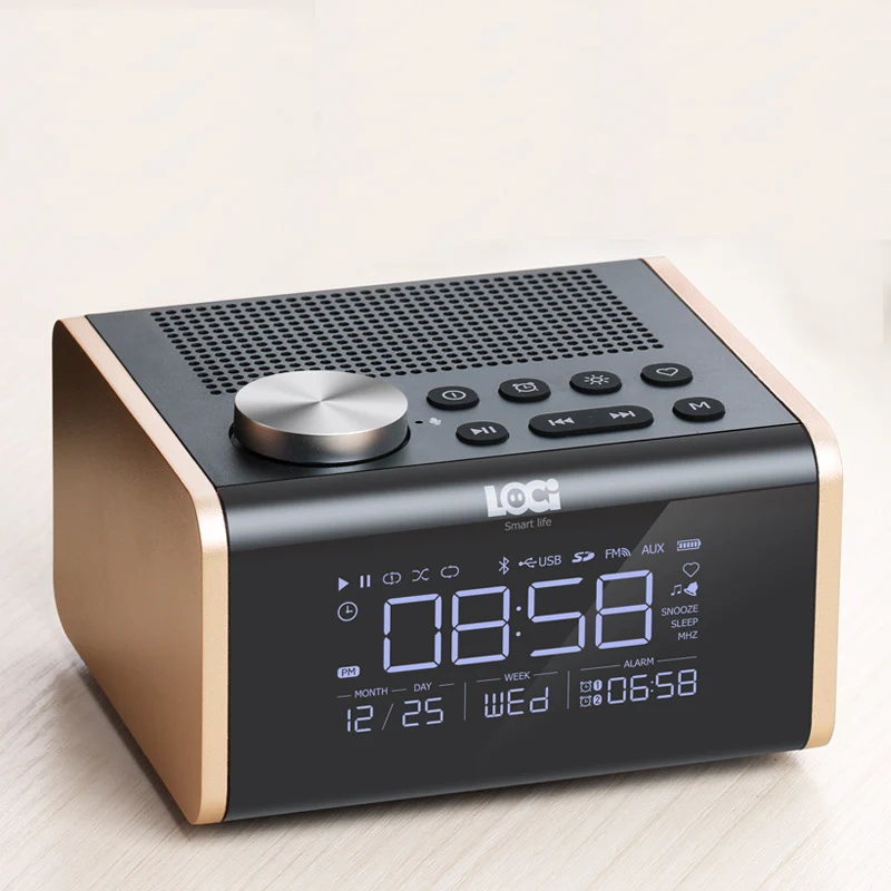 Bluetooth динамик Будильник FM радио импературность и влажность дисплей цифровой Decration Повтор Настольные Часы Настольный музыкальный плеер