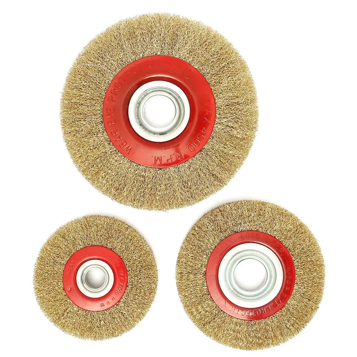 5/6/8 Inch Steel Flat Wire Wheel Brush 1PCS with 10pcs Adaptor Rings for Bench Grinder Polish Metal Polishing Grinding | Инструменты