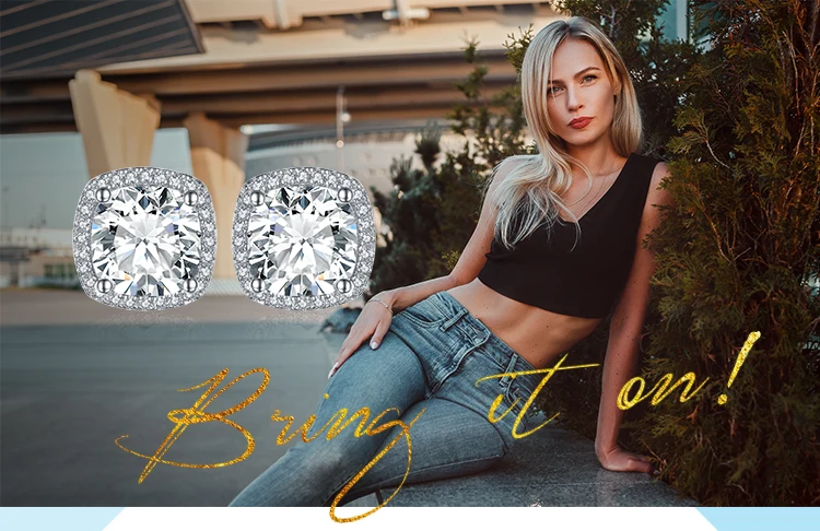 Jewelrypalace Подушки 5ct Halo Серьги-гвоздики 925 стерлингов Серебряные ювелирные изделия Свадебные серьги для Для женщин Ювелирные украшения
