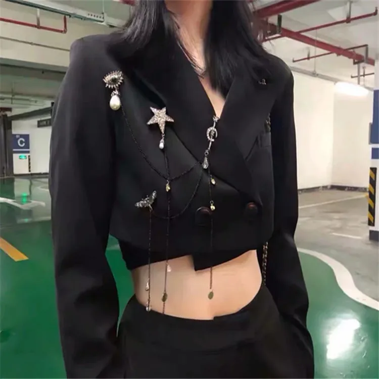 

Hong Kong Style CHIC Small Suit Coat Women's Autumn 2019 Europe And America New Style Trend WOMEN'S Dress Slim Fit Short Suit To