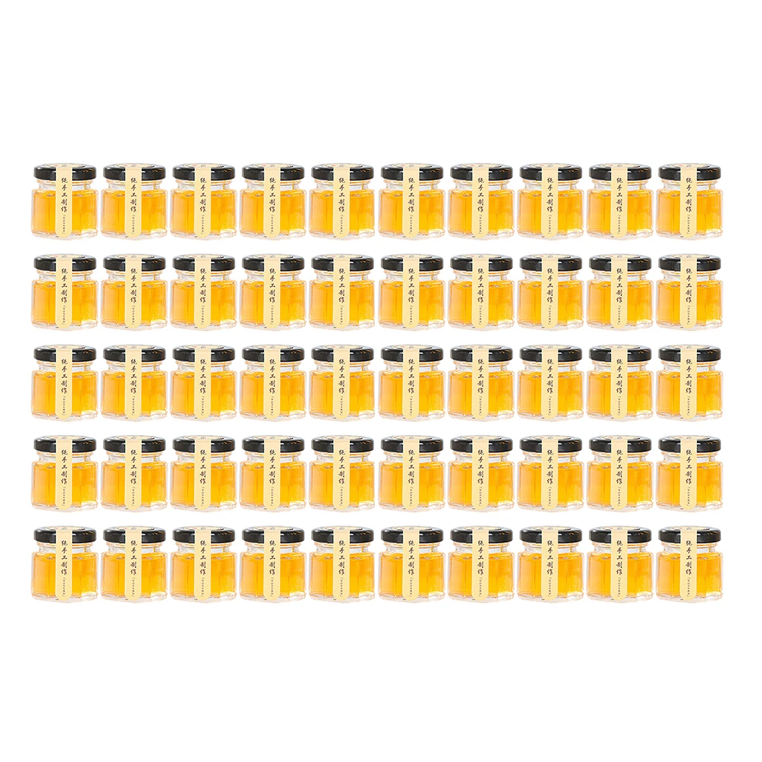 

50Pcs/SET 5.1 x 4.8cm 45ml Hexagon Glass Bottle Jar Spice Jar Crafts Canning Jar for Jam Honey Jelly - Transparent