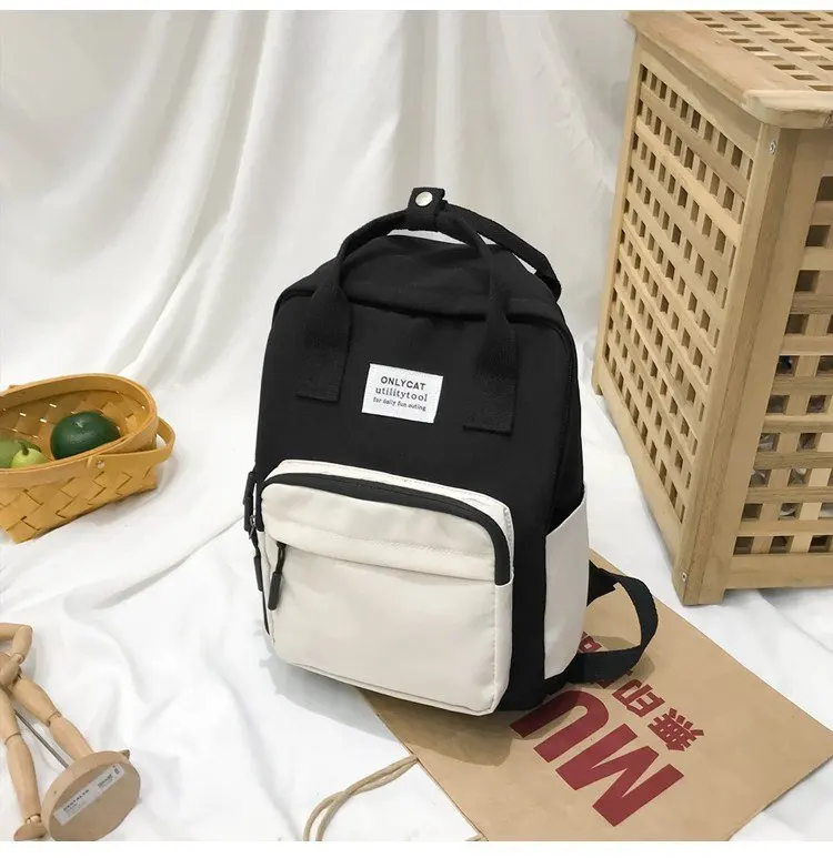 Harajuku Ulzzang женские рюкзаки, водонепроницаемые нейлоновые школьные сумки для девочек-подростков, женский рюкзак для путешествий, mochila - Цвет: Черный