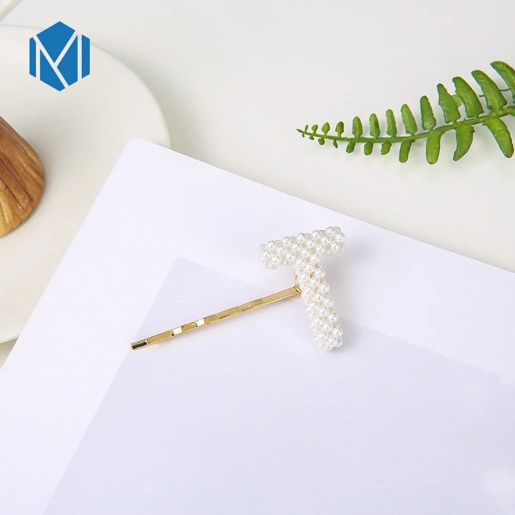 T Hairpins М MISM, 1 шт., сделай сам, имитация жемчужные заколки для волос для женщин/девушек, английские буквы, на заказ, именные заколки, заколки, аксессуары для волос - Цвет: T Hairpins